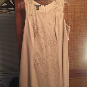 EUC soft rose faux leather front dress